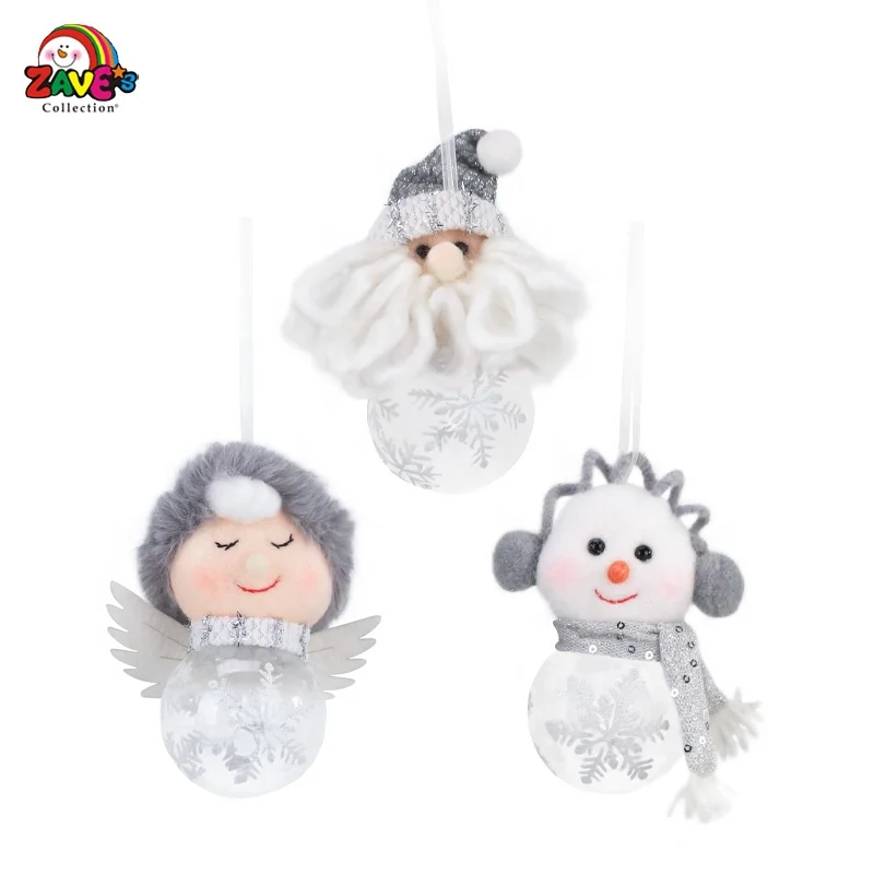 
Plastic Crystal Ball Snowman Santa Elf combination Christmas Tree Hanging Ornaments for Home 2021 