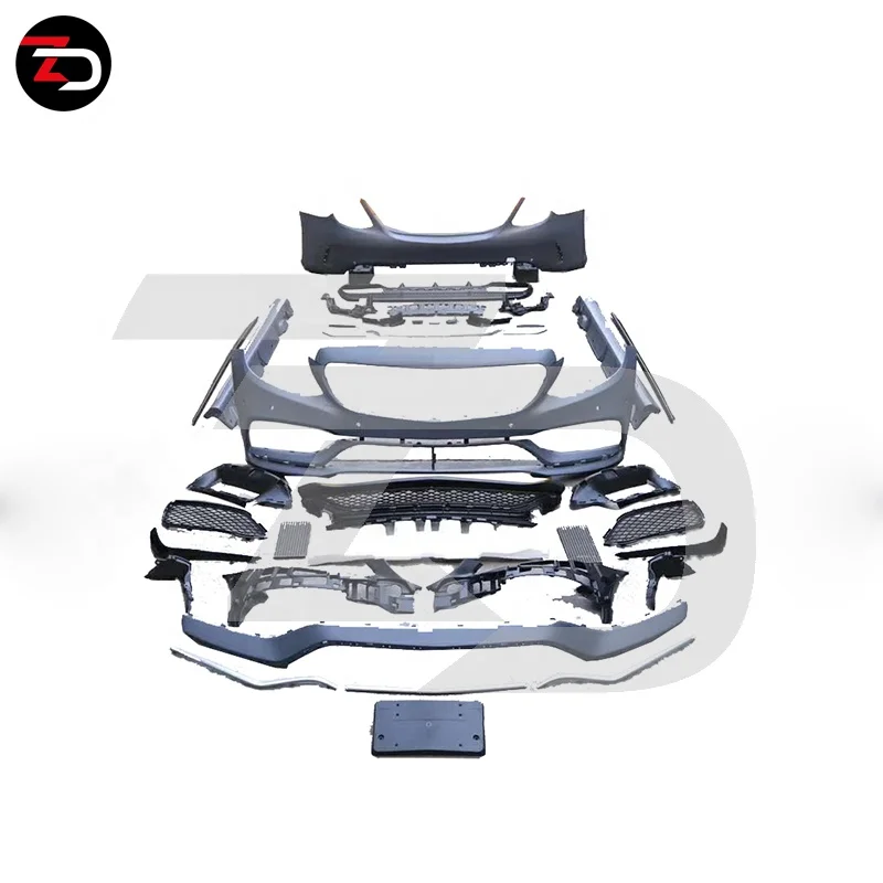 Good Fitment C63 Style Body Kit With Main Grill Side Skirts Bumpers For Mercedes C Class W205 C200 C300 C260 2015-2019