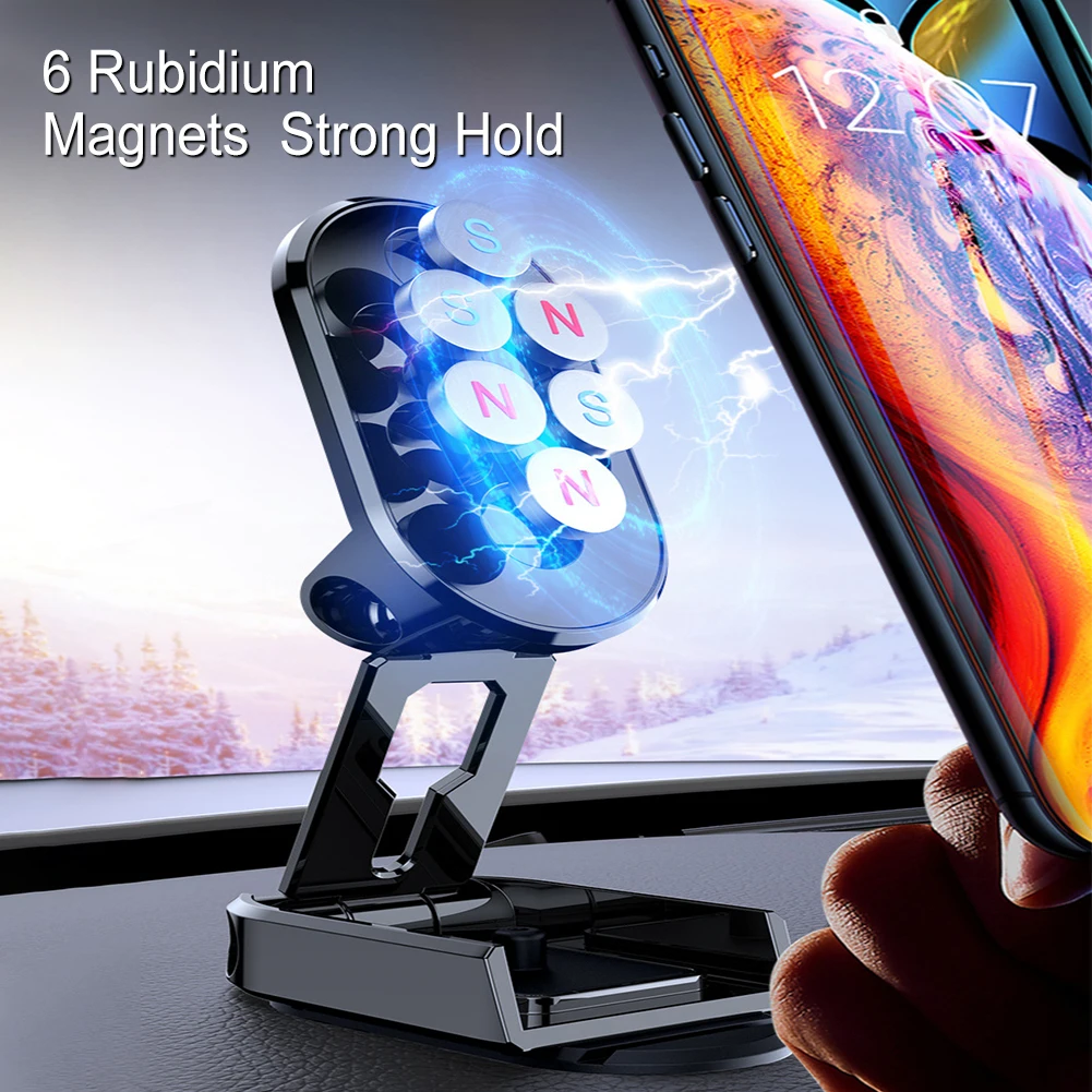Laudtec Foldable Magnetic Phone Holder in Car GPS Air Vent Mount Magnet CellPhone Stand Portable Car Mobile Support for iPhone
