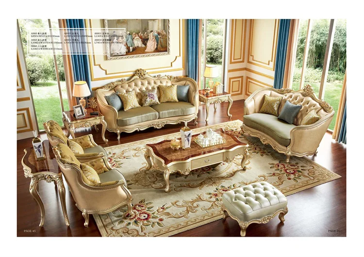 Hotel Furniture Luxury Lounge Sofa Simple Style Living Room Sofa Antique Wooden Modern Solid 3 Seater Sofa Set