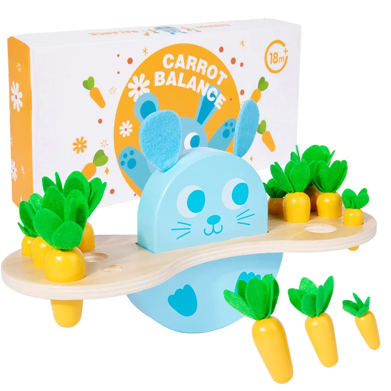 Rabbit Pulling Carrots Shape Matchnig Game For Toddlers Montessori Educational Toys Vegetable and Animal Recognition