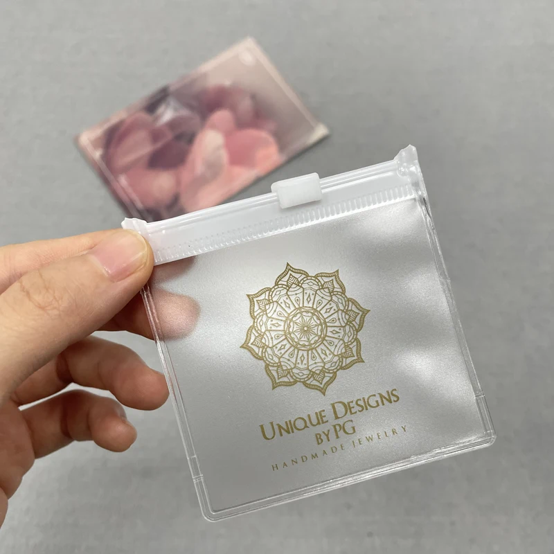 Mini Bags for Earrings Packaging Custom Zip Lock Bags Zipper Bag Clear with Logo Small Frosted Jewelry Boutiques Plastic PVC