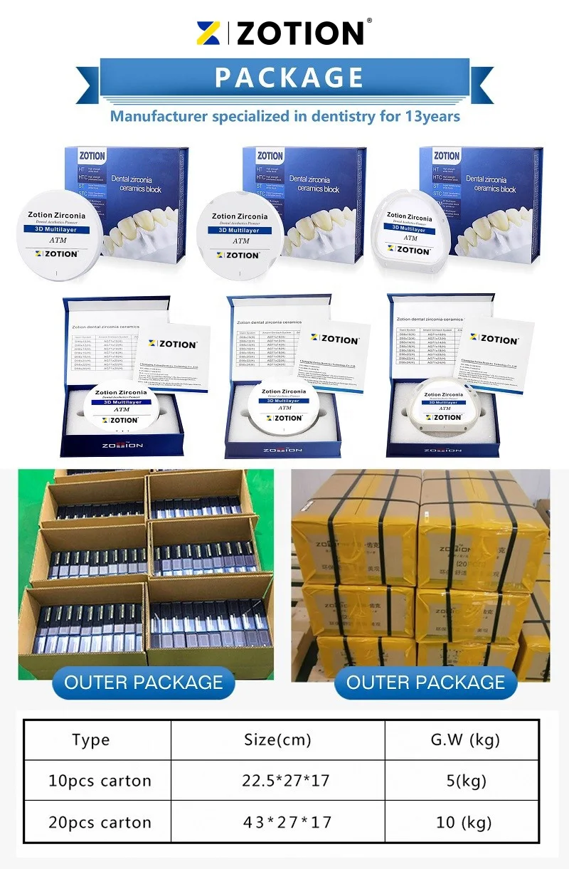 dental full-ceramic zirconia blocks a3 color dental zirconia block multilayered zirconia