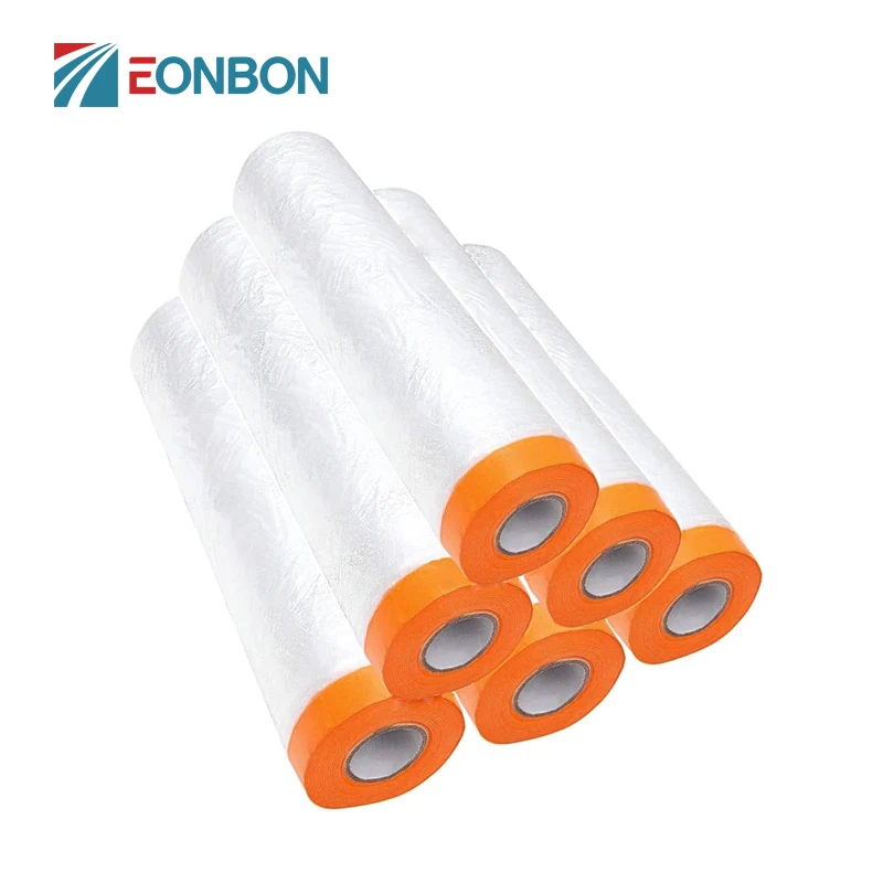 EONBON Pre-Taped Plastic Drop Sheet Hip Prevention Masking Film Pre-Taped Furniture Home Living