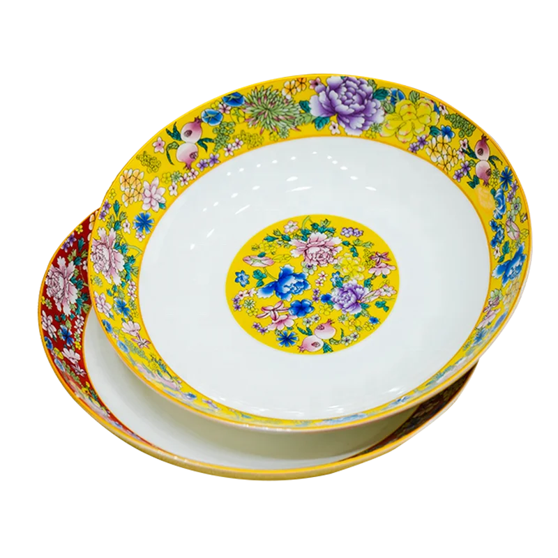 Jingdezhen Bone China Royal Porcelain Supply Enamel Color Flower Pattern Fruit Plate High Quality Dishes for Hotels New Model