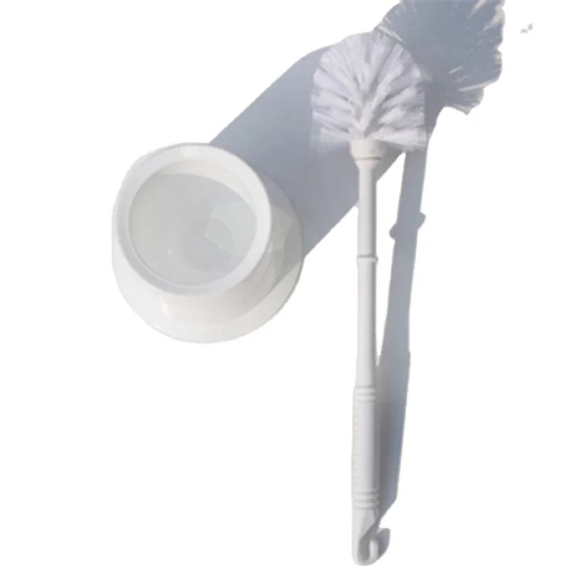 Plastic toilet cleaning brush with round stand