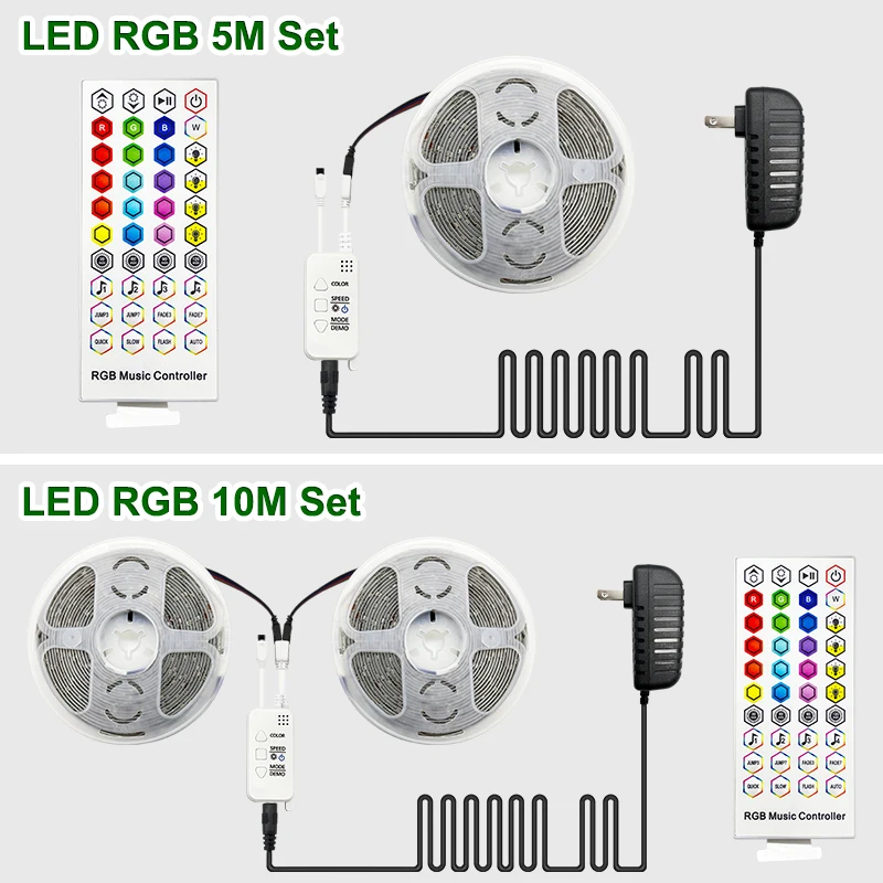 32ft Smart rgb led strip lights bluetooth app and IR 40 key with music sync 2835 rgb