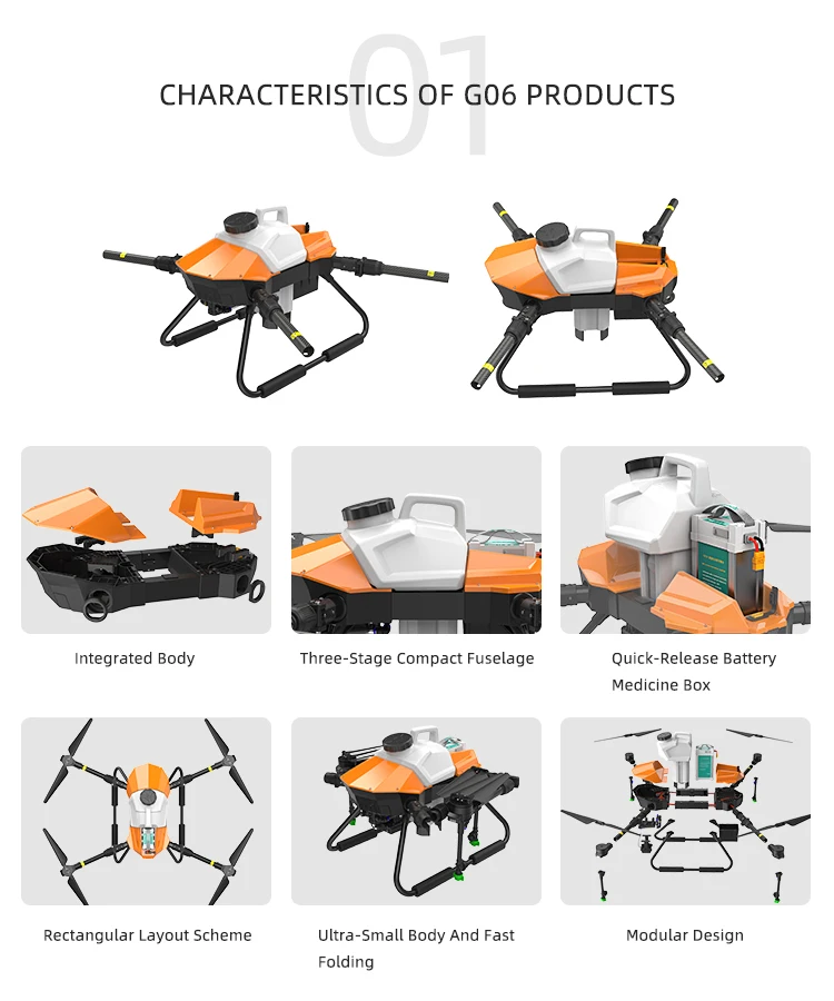 wheelbase foldable EFT G06 6L 6KG agricultural spray  frame  quadcopter drone with camera