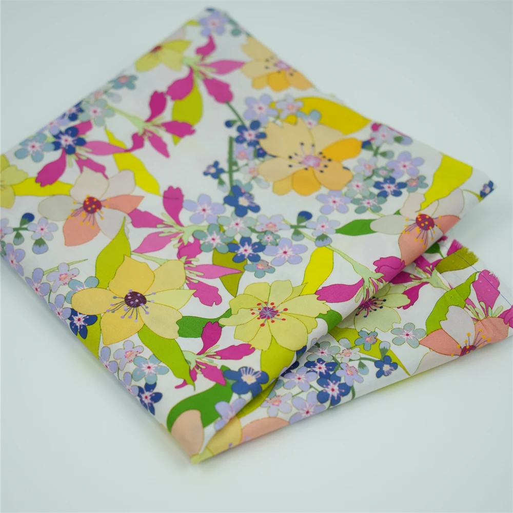 100% bci oeko-tex cotton poplin print fabric custom designs digital printing liberty london organic cotton fabric woven