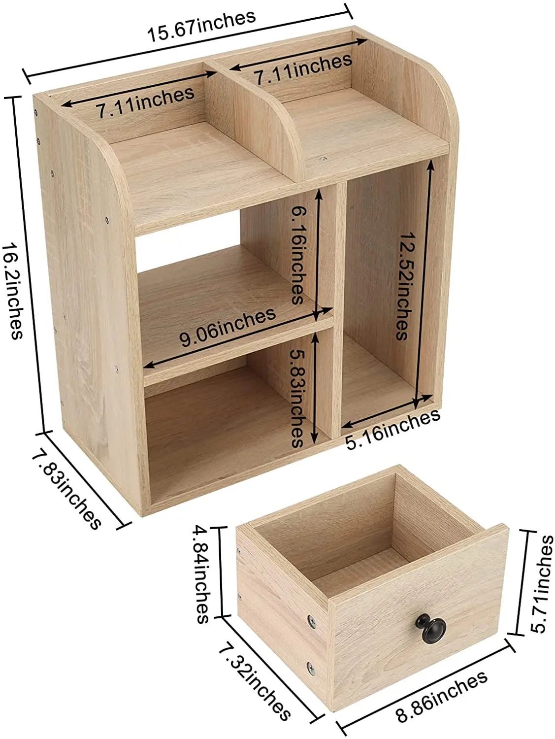 Wood Desk Organizer  Desktop Book Shelf Bookcase Storage BookShelves for Tabletop Books Holder Stand