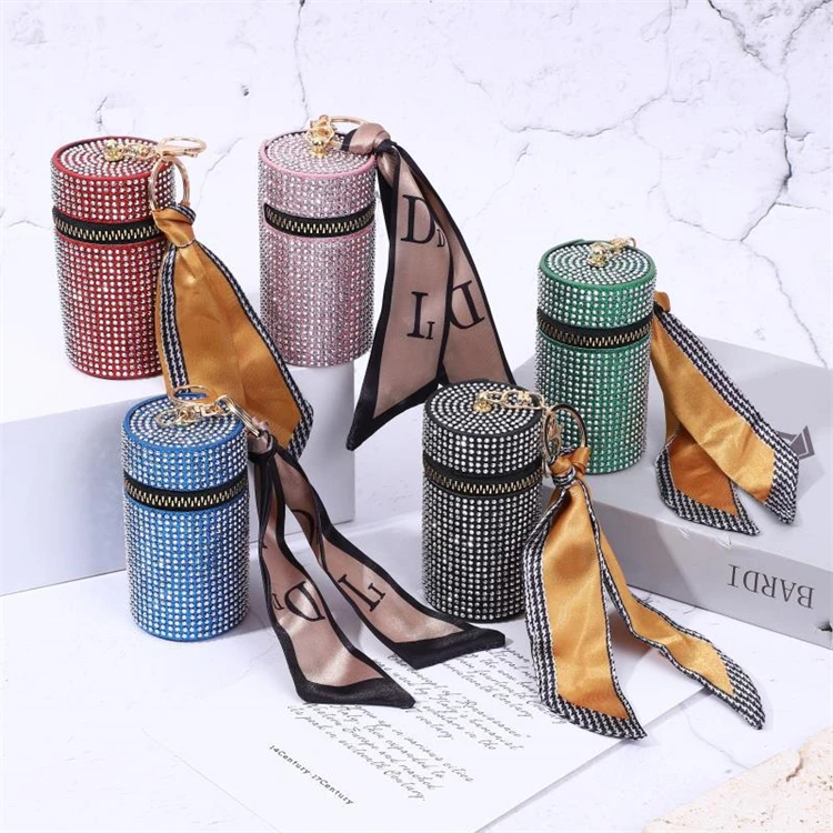 New Arrival Summer Ladies Simple Coin Purse Bucket Bag Luxury Jewelry Bag Diamond lipstick coin purse Keychain