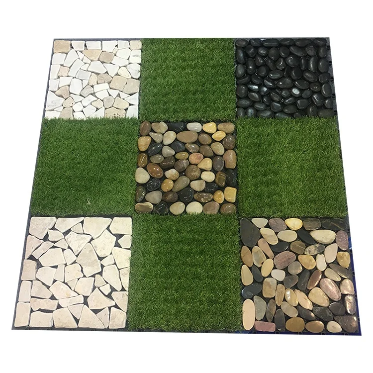 Natural landscaping garden outdoor floor decorative flat mosaic pebble stone tile