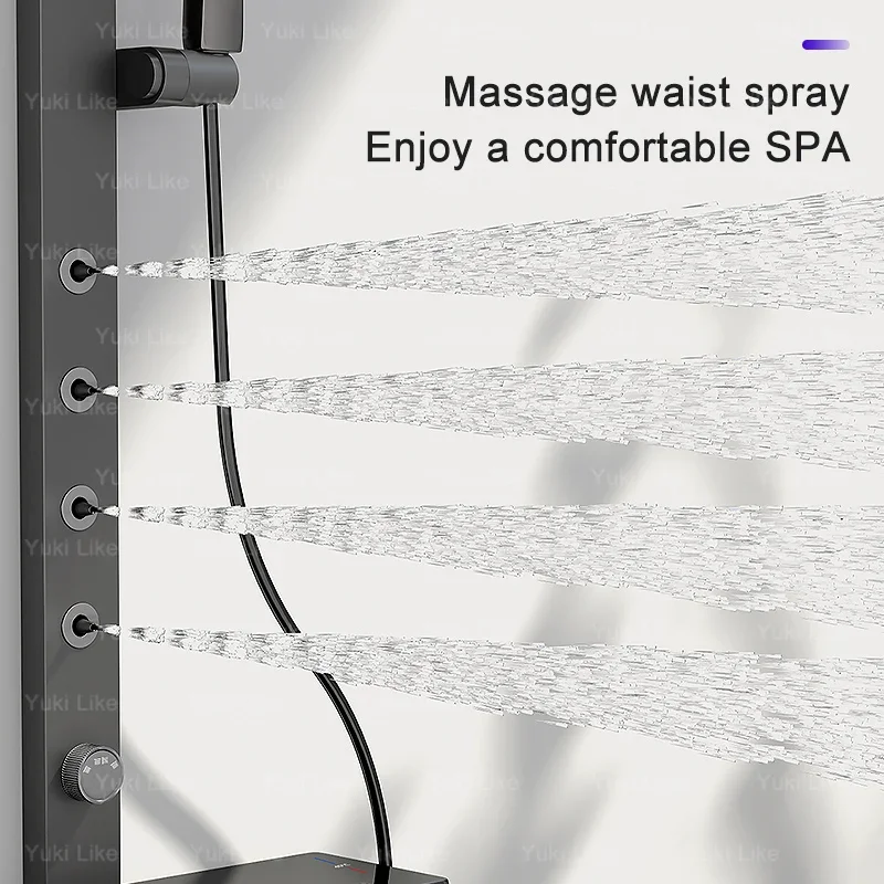 Digital Smart Grey Shower Set Bathroom Home Use Shower System Rainfall Sprayer Pressurised Bathing Apartment Shower Head