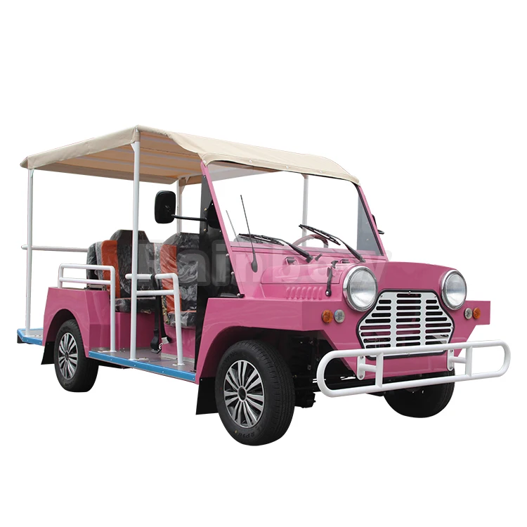 Cuteset pink color electric mini moke car for ladies travelling picnic beach tour car