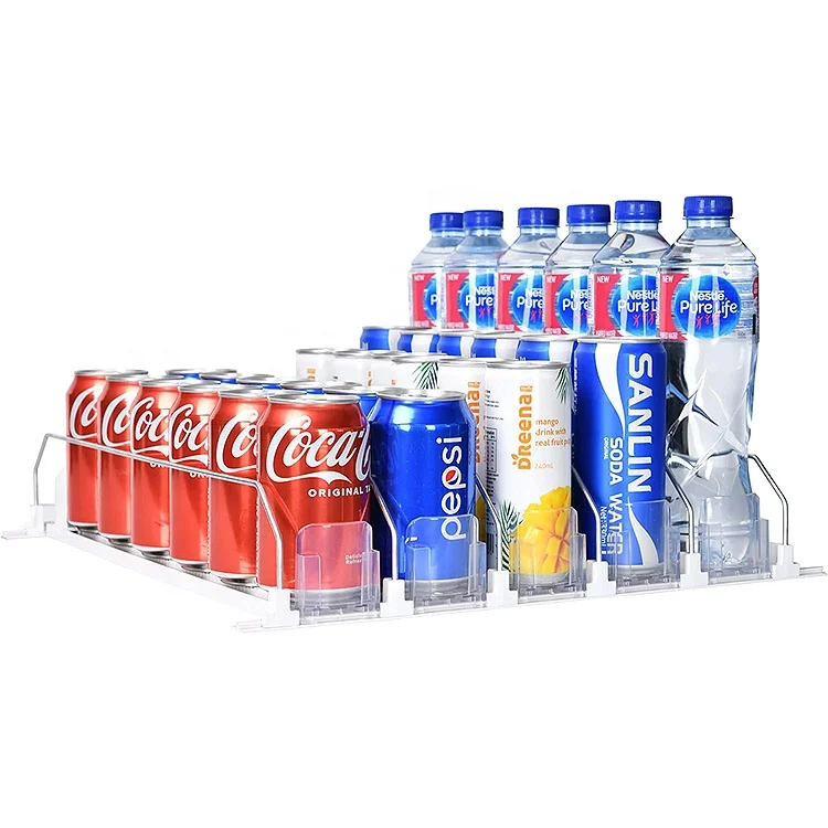 Soda Can Organizer Beverage Can Rack Shelf Pusher Glide