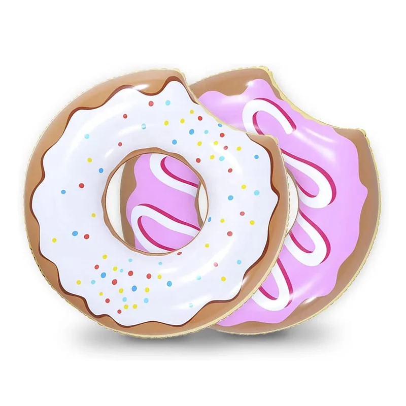 Donut Pool Floats, 33 Inch Inflatable Donuts For Parties (White Or Pink), Kids Pool Beach Toys, Summer Party Swimming Rings