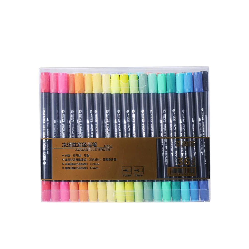 36-Color Watercolor Brush with Doble Nibs Student Drawing Based Watercolor Art Painting Marker Pen Set