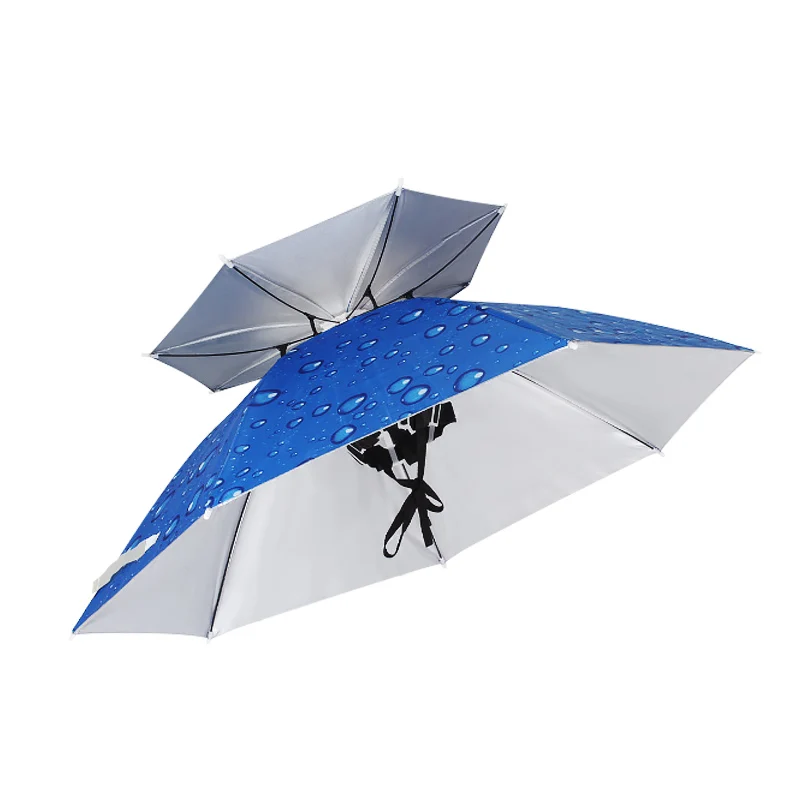 Small Double Layer Sun Dress Folding Headwear Waterproof Outdoor Hat Head Umbrella