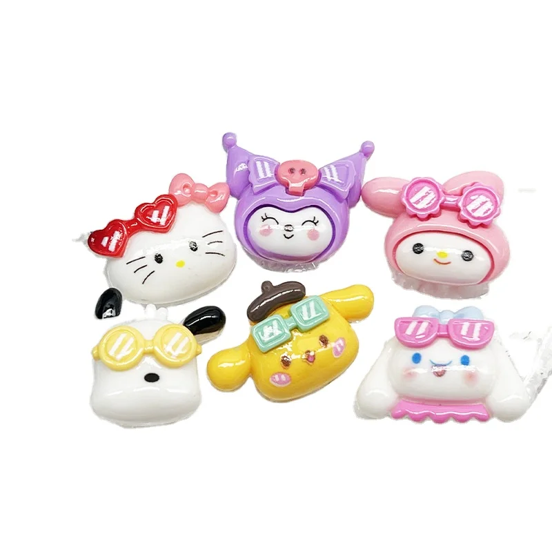 Cute Cartoon Sanrios Glass Series Flatback Resin Charms Cabochon For Slime Filler Dollhouse Diy Craft Phone Case Fridge Hairclip