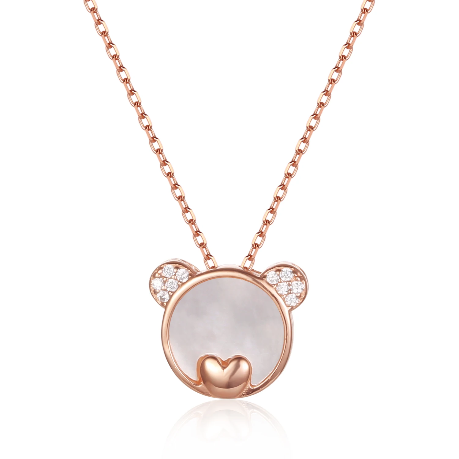 2022 Fashion Valentines Day Gifts Panda Bear Shape Jewelry Rose Gold 925 Sterling Silver Women Necklace