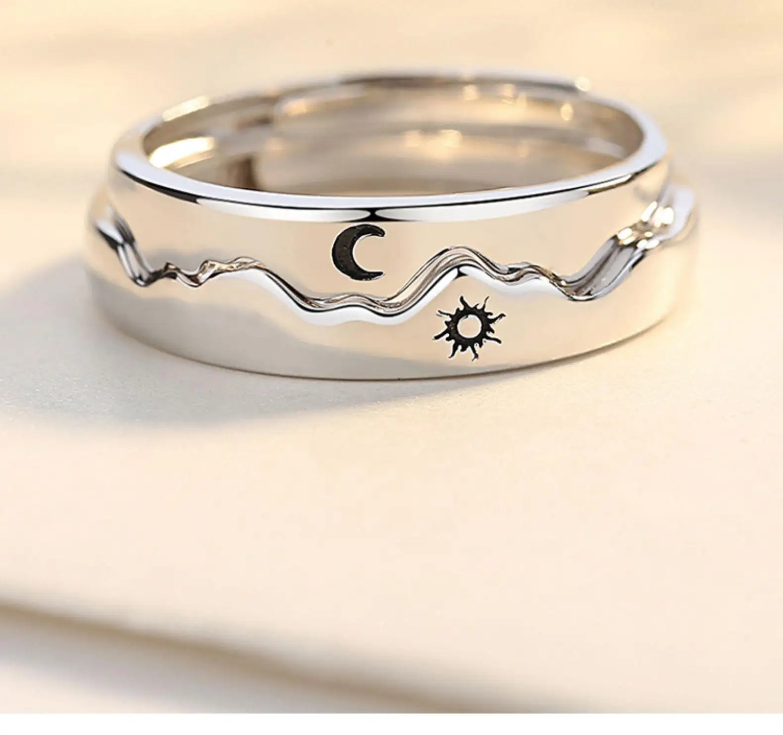Wholesale Sun Moon Couple Rings Open Adjustable Ring Each Other Lover Couple Friends Gift Wedding Jewelry Rings