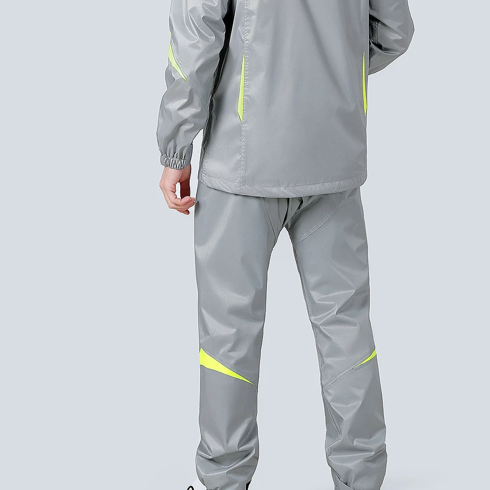 Pongee waterproof fabric raincoat jacket and pant sharp style portable hood design raincoat for bike  motorcycle