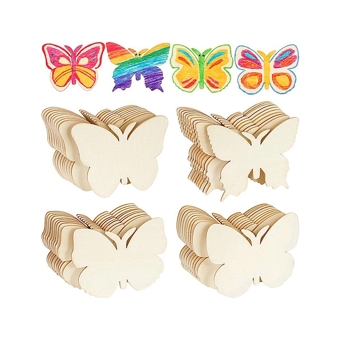 40 Pieces Butterfly Unfinished Wooden Blank Wood Butterfly Shaped Slices Cutouts for DIY Painting Handmade Home Decorations