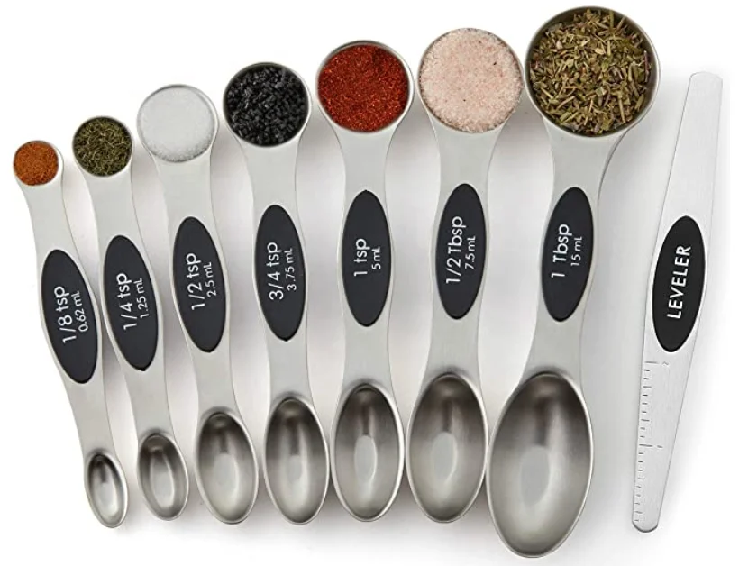 Magnetic 8 Pcs Stainless Steel Measuring Tool Measuring Spoons Set  For Kitchen Baking