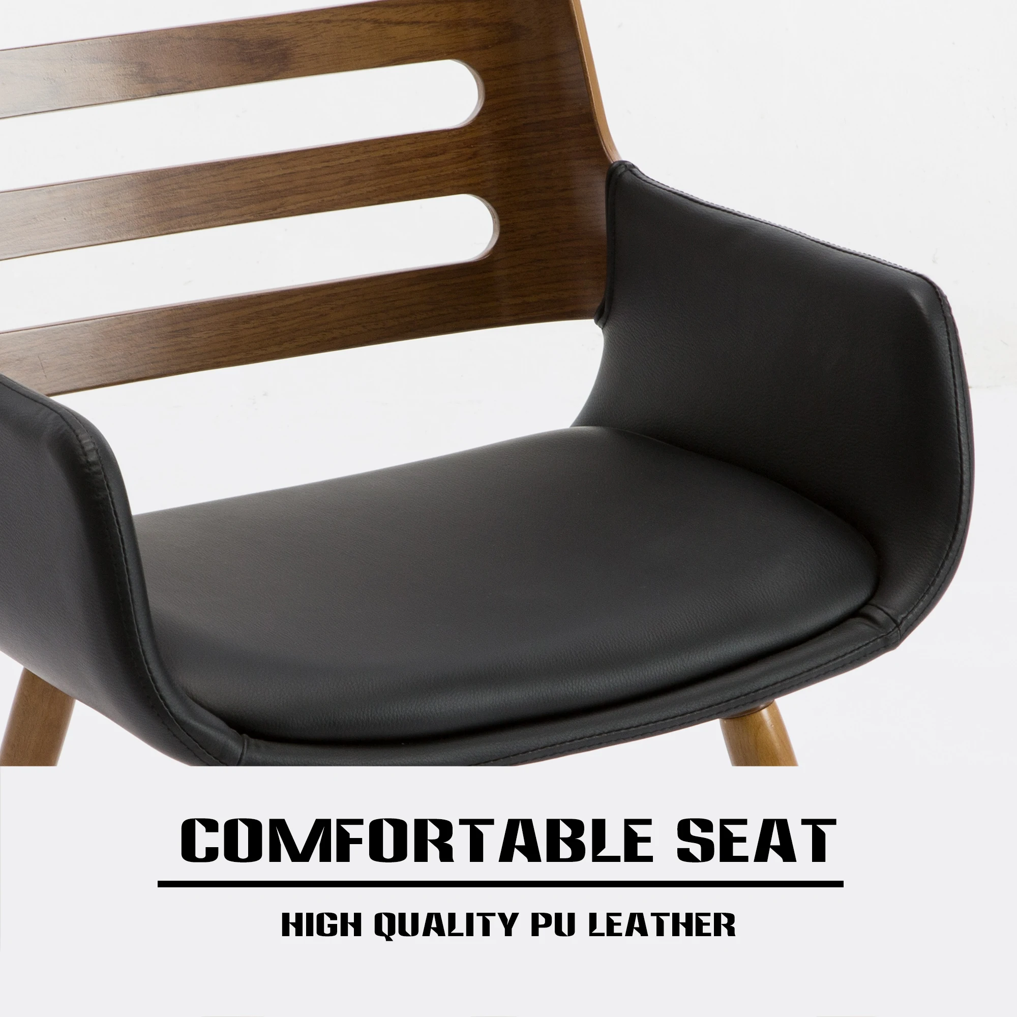 High Quality Vintage Breathable Solid Wood Backrest and PU Leather Upholstered Seat Dining Chair