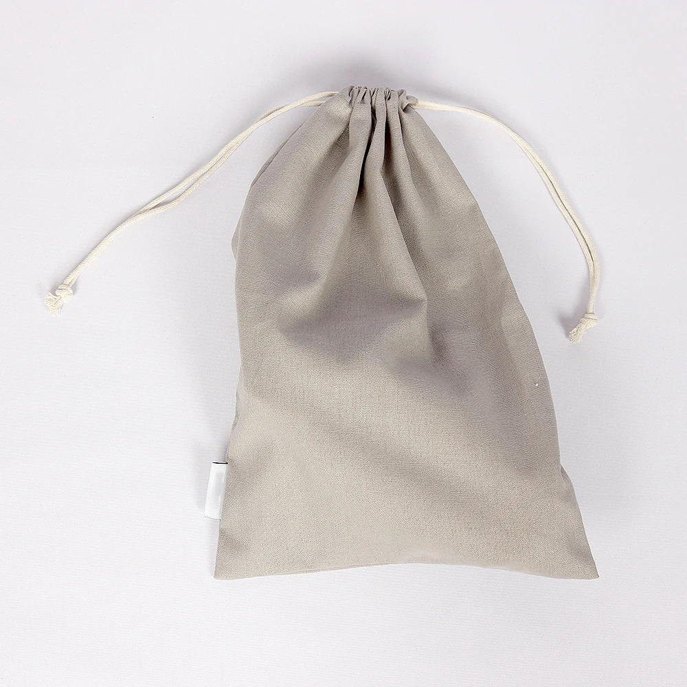 Custom logo Bread drawstring storage bags unbleached natural reusable linen food storage bag for homemade