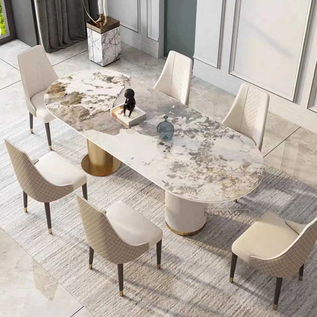 Modern Style Dining Table Sets Removable Stone Ceramic Iron Material Dining Furniture for Home Office Versatile Use