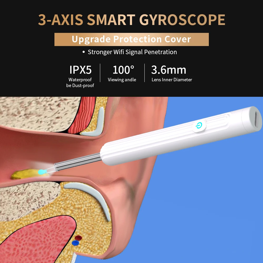 Smart Visual Ear Cleaner 1296P Ear Sticks Otoscope USB C Charging Endoscope Wax Removal Tool Earpick Camera Health Care