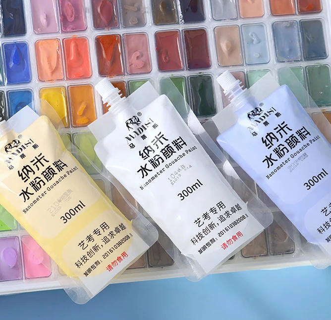 Factory Custom Professional Gouache Paint  300ml 4 Colors Bagged Children Gouache Paint Set