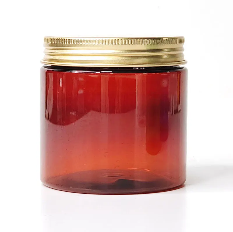 30ml 50ml 100ml 120ml 200ml 250ml 500ml cosmetic packaging food grade container amber plastic PET jar with gold aluminum cap