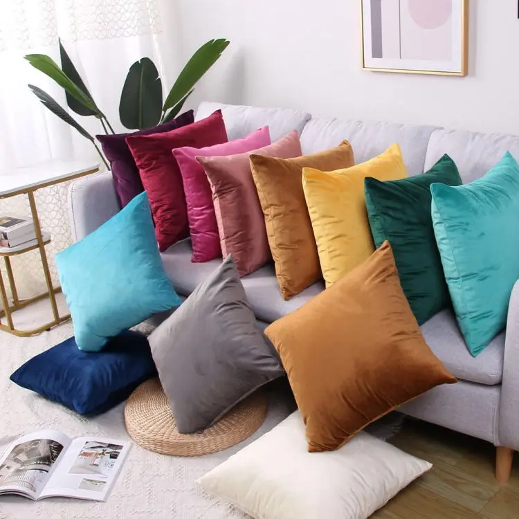 18 x 18 Inch 45 x 45 cm Custom Polyester Square Decorative Pillowcase Luxury Sofa Velvet Cushion Covers