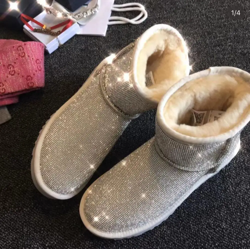 USA hot selling and high quality fashion glitter women boots sparkle ladies snow boots