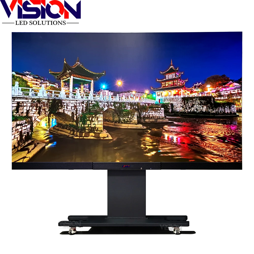 4k ultra-thin lifting folding indoor intelligent LED display mobile LED display on all-in-one conference TV wall