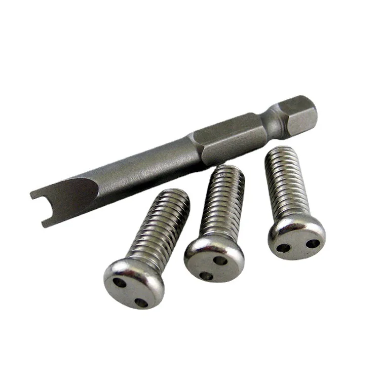 stainless steel security pan head machine screw with two holes