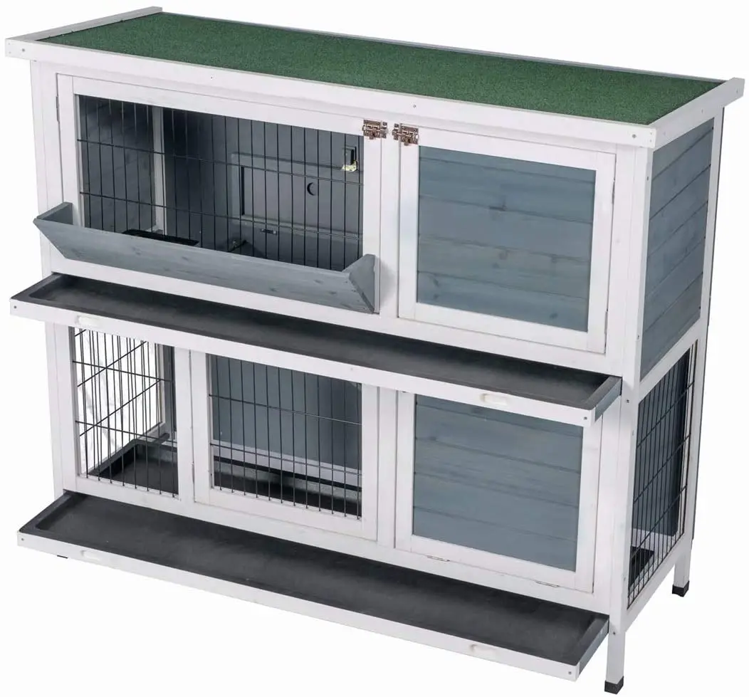 Tops Two Floors Wooden Outdoor Indoor Rabbit Battery Cage with Feeding Pet Products
