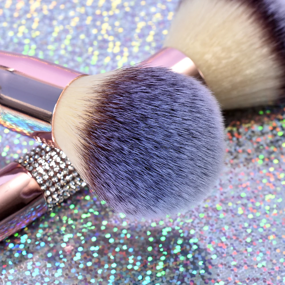 2022 Free Sample Rose Gold Makeup Brushes Crystal Handle Glitter Custom Logo Foundation Make Up Brushes Private label Brush Set