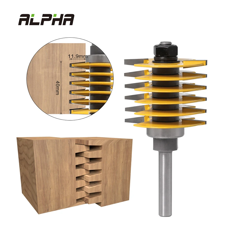 ALPHA 8mm Shank Industrial Grade Brand New 2 Teeth Adjustable Finger Joint Router Bit Tenon Cutter For Wood Tool