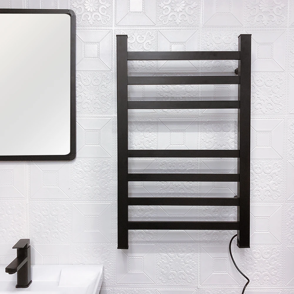 EVIA EV-130 электрическая черная настенная вешалка для полотенец для ванной комнаты с подогревом