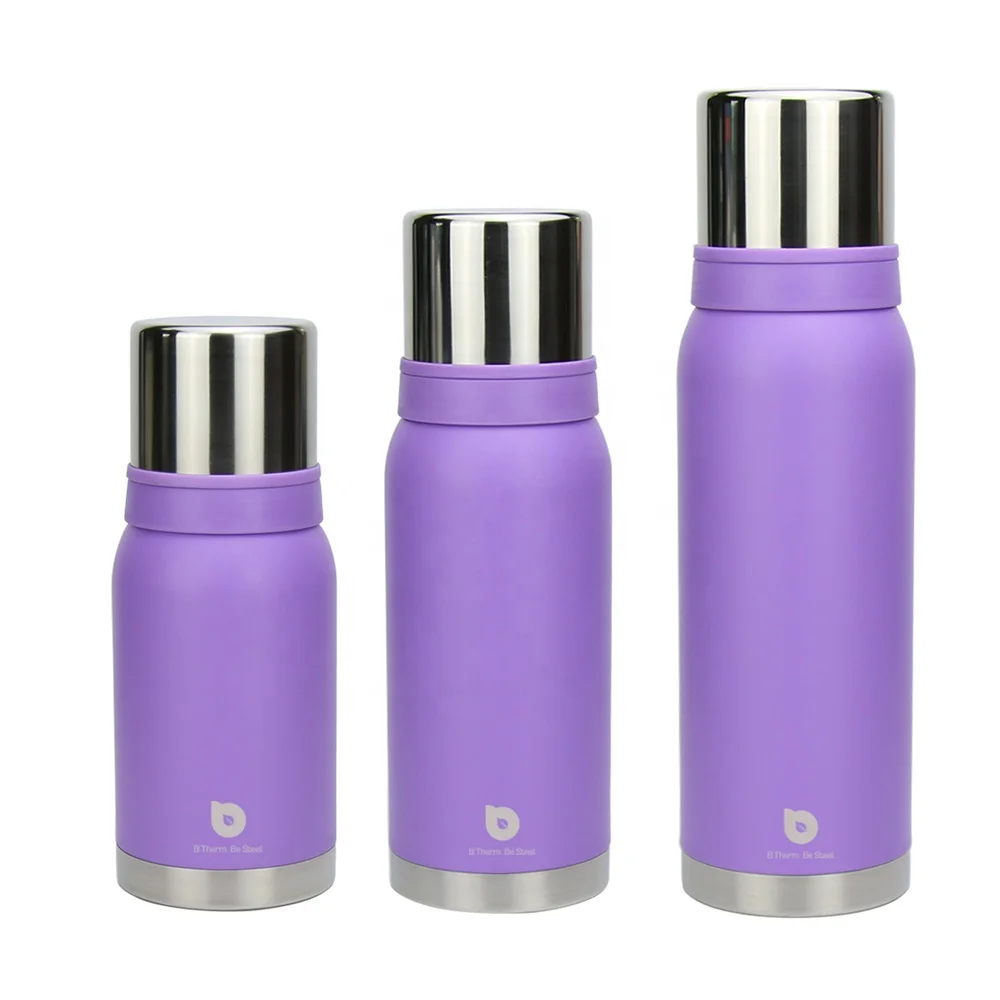 Sublimation  bullet shape  stainless steel outdoor travel water bottle thermal flasks with two lids
