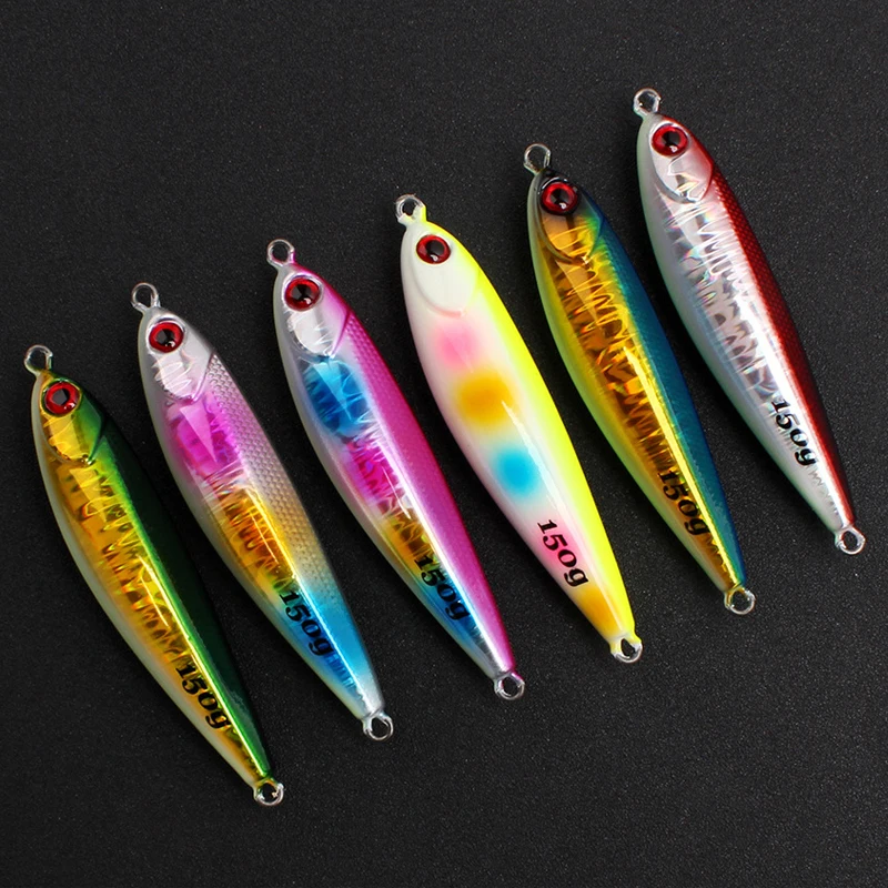 60g/80g/100g/120g/150g/200g/250g luminous effect long Casting fishing Metal Jig lure slow jigging tuna GT fishing lure