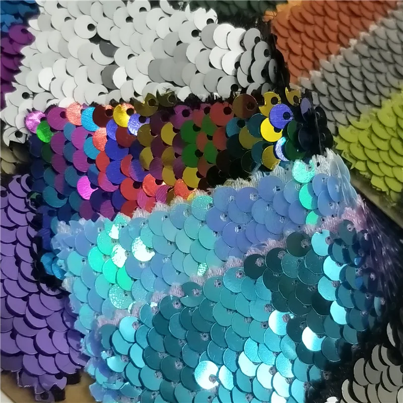 Cheap Colored embroidery 5mm Mermaid Fish Scale Reversible Flip Colorful Wine Sequin Fabric