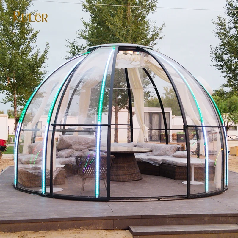 3.8M Outdoor Restaurant Special Sliding Door Transparent Dome Tent House