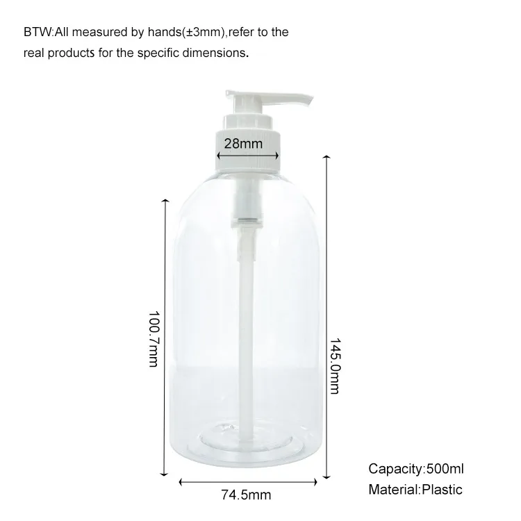 REMAX Hot Selling 500ml Round PET Plastic Bottles with Pump Head Custom Logo for Lotion and Shampoo