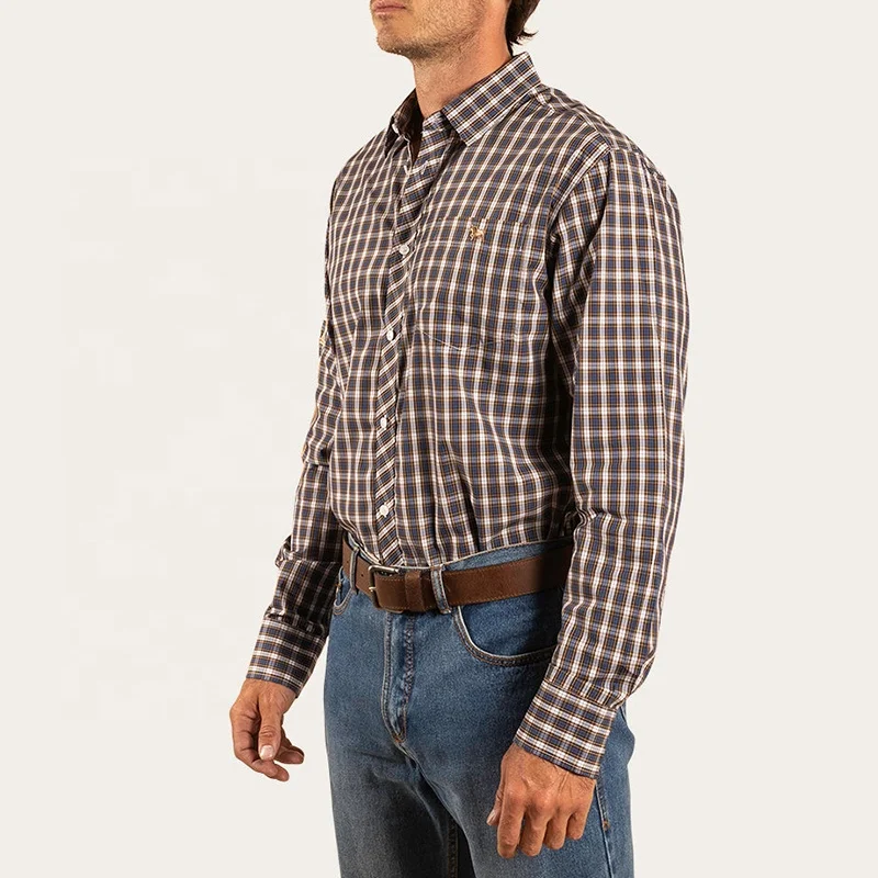 New Men Long Sleeve Cotton Casual Check Printed Cotton Work Checked Plaid Shirts Traditional german shirt long sleeve