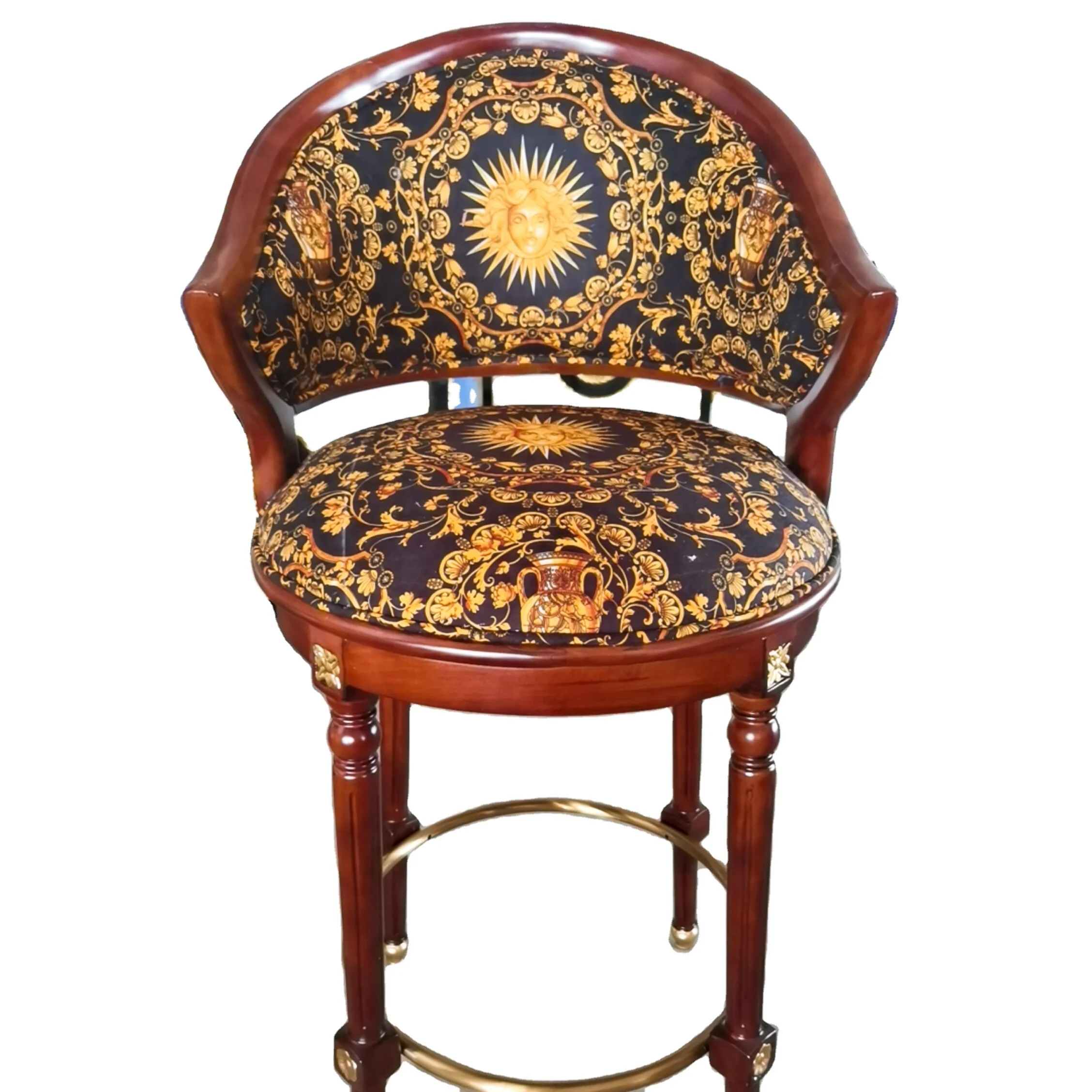 
European italian classical antique cmmercial furniture wood carved royal luxury bar chair 