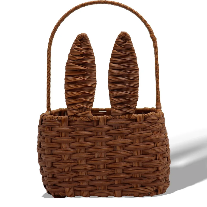 Indoor Outdoor Rabbit Kids Gift Hiking Trip Camping Food Rattan Wicker Picnic Storage Basket Box